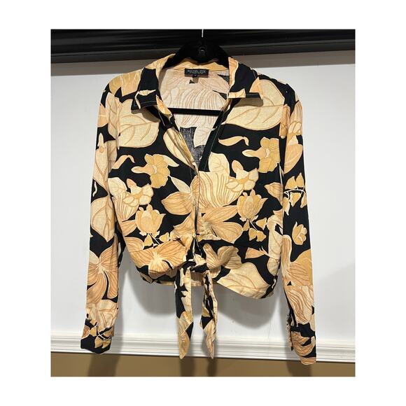 Rachel Zoe Tops - Rachel Zoe Floral Front Tie Blouse